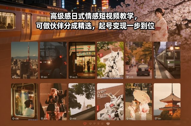 高级感日式情感短视频教学，可做伙伴分成精选，起号变现一步到位力繁信息站-闲云创业网-老谢轻创网-中创网-福缘网-冒泡网-资源之家-魔方项目库力繁信息站