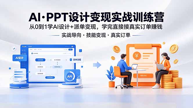 AI·PPT设计变现实战训练营,从0到1学AI设计+派单变现,学完直接接真实订单赚钱力繁信息站-闲云创业网-老谢轻创网-中创网-福缘网-冒泡网-资源之家-魔方项目库力繁信息站