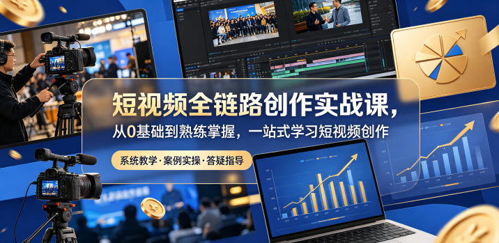 短视频全链路创作实战课,从0基础到熟练掌握,一站式学习短视频创作力繁信息站-闲云创业网-老谢轻创网-中创网-福缘网-冒泡网-资源之家-魔方项目库力繁信息站