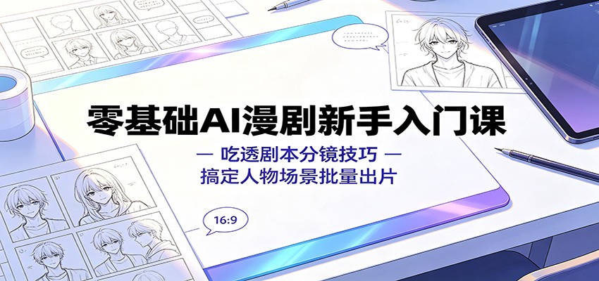 零基础AI漫剧新手入门课:吃透剧本分镜技巧,搞定人物场景批量出片力繁信息站-闲云创业网-老谢轻创网-中创网-福缘网-冒泡网-资源之家-魔方项目库力繁信息站