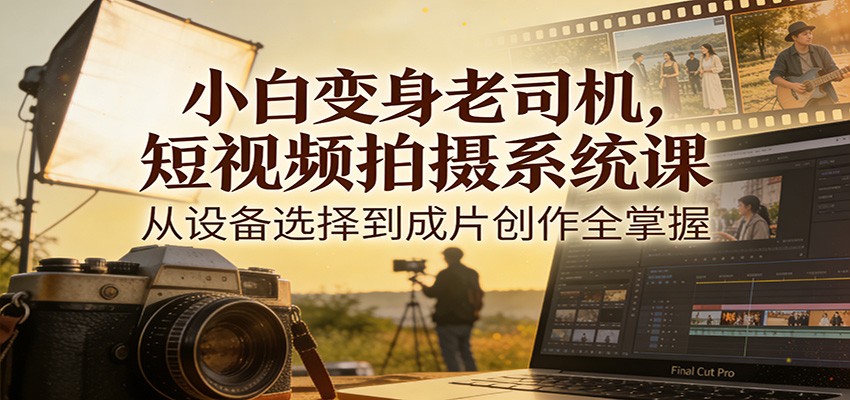小白变身老司机，短视频拍摄系统课，从设备选择到成片创作全掌握力繁信息站-闲云创业网-老谢轻创网-中创网-福缘网-冒泡网-资源之家-魔方项目库力繁信息站