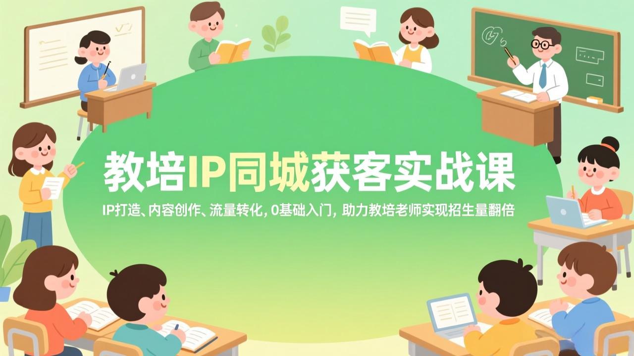 教培IP同城获客实战课，IP打造、内容创作、流量转化，0基础入门，助力教培老师实现招生量翻倍力繁信息站-闲云创业网-老谢轻创网-中创网-福缘网-冒泡网-资源之家-魔方项目库力繁信息站