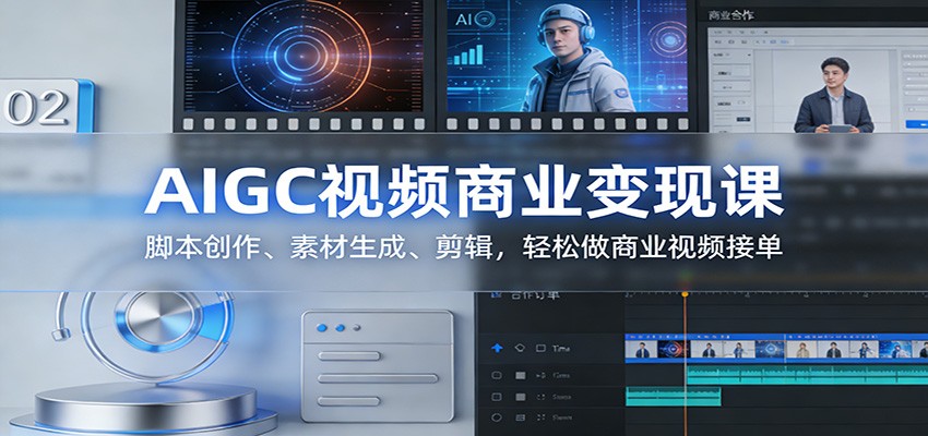 AIGC视频商业变现课：脚本创作、素材生成、剪辑，轻松做商业视频接单力繁信息站-闲云创业网-老谢轻创网-中创网-福缘网-冒泡网-资源之家-魔方项目库力繁信息站