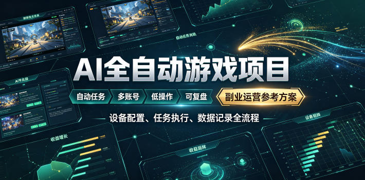 AI全自动游戏躺賺副业：日入几百，稳定运行三年的项目！【揭秘】力繁信息站-闲云创业网-老谢轻创网-中创网-福缘网-冒泡网-资源之家-魔方项目库力繁信息站
