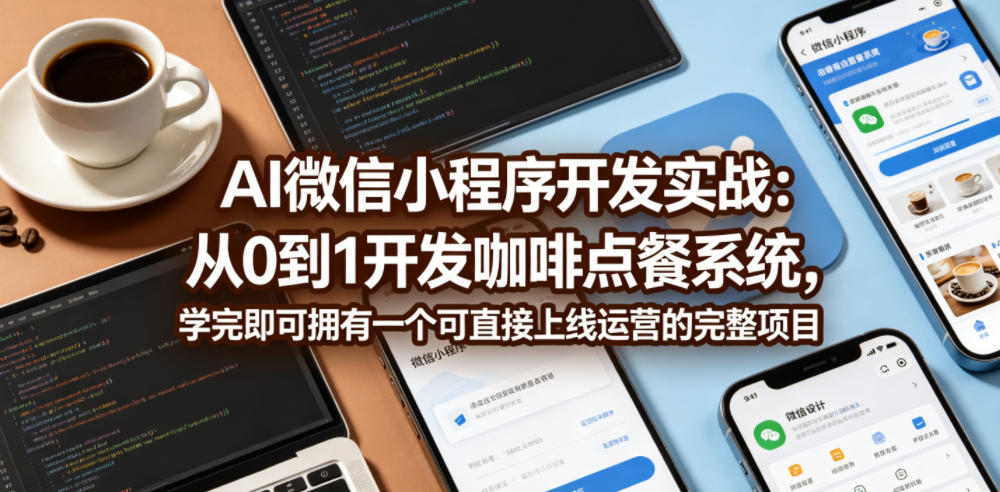AI微信小程序开发实战:从0到1开发咖啡点餐系统,学完即可拥有一个可直接上线运营的完整项目力繁信息站-闲云创业网-老谢轻创网-中创网-福缘网-冒泡网-资源之家-魔方项目库力繁信息站