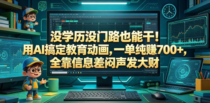 没学历没门路也能干!用AI搞定教育动画,一单纯賺700+,全靠信息差闷声发大财【揭秘】力繁信息站-闲云创业网-老谢轻创网-中创网-福缘网-冒泡网-资源之家-魔方项目库力繁信息站