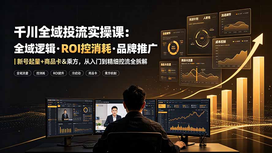 千川全域投流实操课:全域逻辑·ROI控消耗·品牌推广|新号起量+商品卡&乘方,从入门到精细控流全拆解力繁信息站-闲云创业网-老谢轻创网-中创网-福缘网-冒泡网-资源之家-魔方项目库力繁信息站