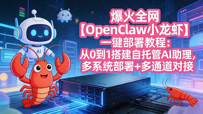 爆火全网【OpenClaw 小龙虾】一键部署教程：从0到1搭建自托管AI助理，多系统部署+多通道对接力繁信息站-闲云创业网-老谢轻创网-中创网-福缘网-冒泡网-资源之家-魔方项目库力繁信息站