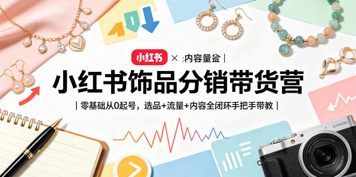 小红书饰品分销带货营｜零基础从0起号，选品+流量+内容全闭环手把手带教力繁信息站-闲云创业网-老谢轻创网-中创网-福缘网-冒泡网-资源之家-魔方项目库力繁信息站