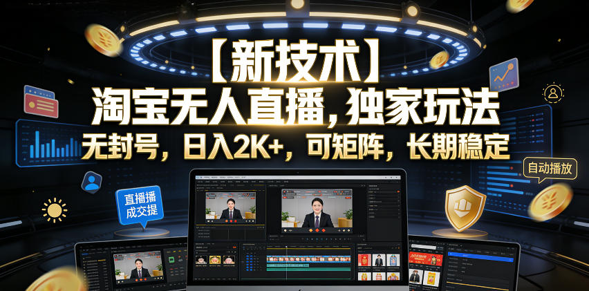 【新技术】淘宝无人直播,独家玩法,无封号,日入2K+,可矩阵,长期稳定【揭秘】力繁信息站-闲云创业网-老谢轻创网-中创网-福缘网-冒泡网-资源之家-魔方项目库力繁信息站