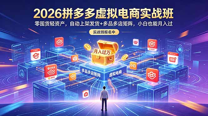 2026拼多多虚拟电商实战班:零囤货轻资产,自动上架发货+多品多店矩阵,小白也能月入过万力繁信息站-闲云创业网-老谢轻创网-中创网-福缘网-冒泡网-资源之家-魔方项目库力繁信息站