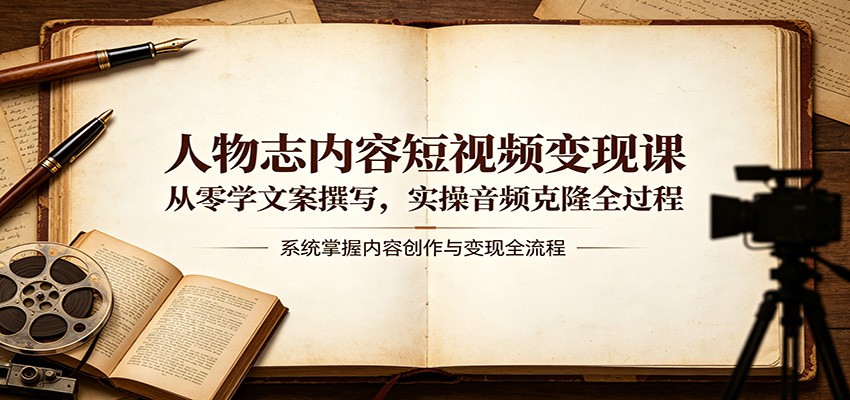 人物志内容短视频变现课：从零学文案撰写，实操音频克隆全过程力繁信息站-闲云创业网-老谢轻创网-中创网-福缘网-冒泡网-资源之家-魔方项目库力繁信息站