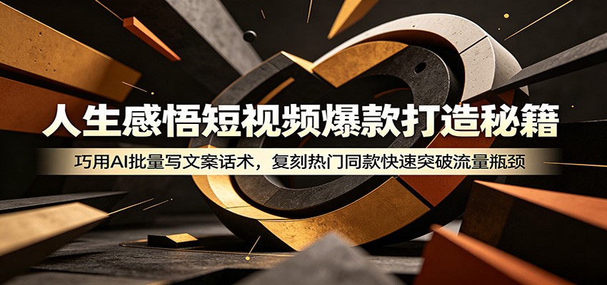 人生感悟短视频爆款打造秘籍:巧用A 批量写文案话术,复刻热门同款快速突破流量瓶颈力繁信息站-闲云创业网-老谢轻创网-中创网-福缘网-冒泡网-资源之家-魔方项目库力繁信息站