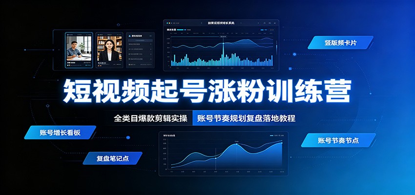 短视频起号涨粉训练营:全类目爆款剪辑实操,账号节奏规划复盘落地教程力繁信息站-闲云创业网-老谢轻创网-中创网-福缘网-冒泡网-资源之家-魔方项目库力繁信息站