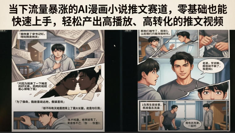 当下流量暴涨的AI漫画小说推文赛道，零基础也能快速上手，轻松产出高播放、高转化的推文视频力繁信息站-闲云创业网-老谢轻创网-中创网-福缘网-冒泡网-资源之家-魔方项目库力繁信息站