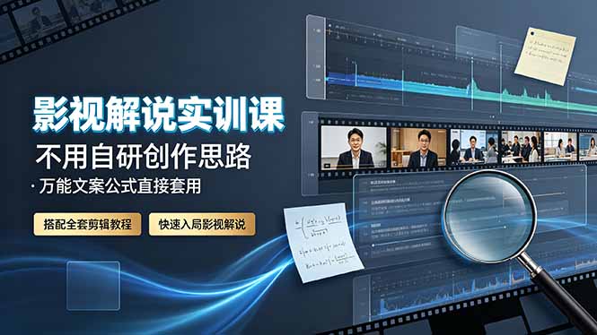 影视解说实训课:不用自研创作思路,万能文案公式直接套用,搭配全套剪辑教程,快速入局影视解说力繁信息站-闲云创业网-老谢轻创网-中创网-福缘网-冒泡网-资源之家-魔方项目库力繁信息站
