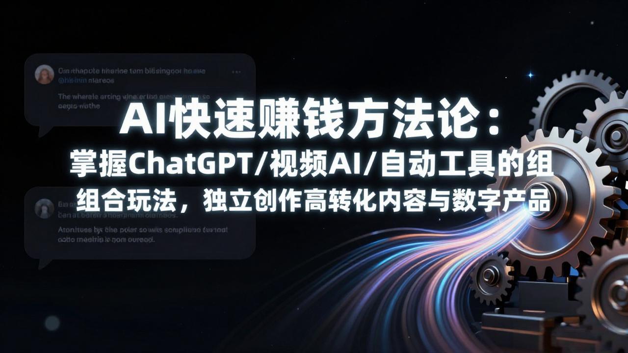 AI快速赚钱方法论：掌握ChatGPT/视频AI/自动化工具的组合玩法，独立创作高转化内容与数字产品力繁信息站-闲云创业网-老谢轻创网-中创网-福缘网-冒泡网-资源之家-魔方项目库力繁信息站