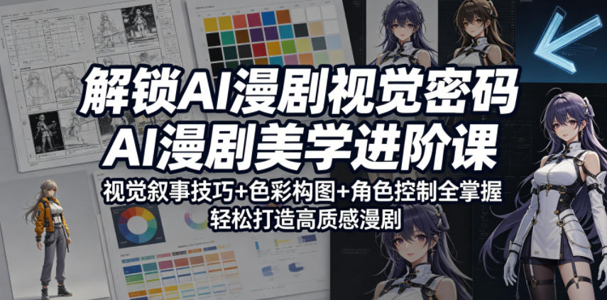 解锁AI漫剧视觉密码,AI漫剧美学进阶课,视觉叙事技巧+色彩构图+角色控制全掌握,轻松打造高质感漫剧力繁信息站-闲云创业网-老谢轻创网-中创网-福缘网-冒泡网-资源之家-魔方项目库力繁信息站