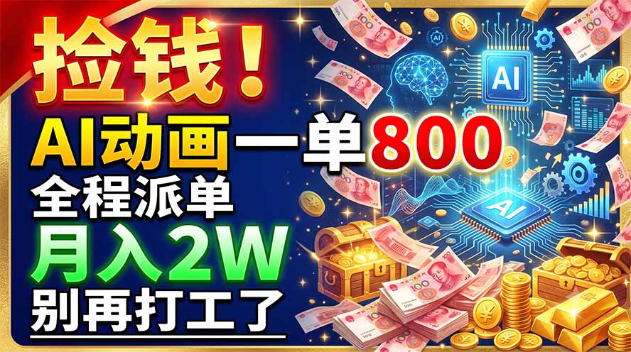 捡钱!AI动画一单800,全程派单,月入2W,别再打工了力繁信息站-闲云创业网-老谢轻创网-中创网-福缘网-冒泡网-资源之家-魔方项目库力繁信息站