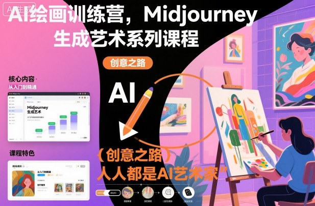 AI绘画训练营，Midjourney生成艺术系列课程，人人都是AI艺术家力繁信息站-闲云创业网-老谢轻创网-中创网-福缘网-冒泡网-资源之家-魔方项目库力繁信息站
