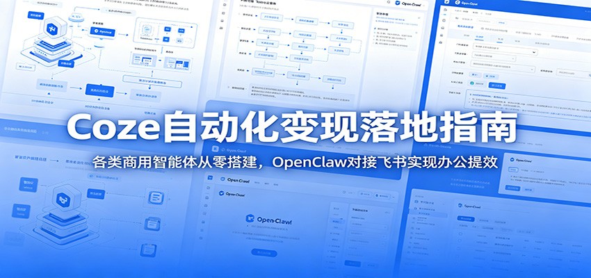 Coze自动化变现落地指南:各类商用智能体从零搭建,OpenClaw对接飞书实现办公提效力繁信息站-闲云创业网-老谢轻创网-中创网-福缘网-冒泡网-资源之家-魔方项目库力繁信息站