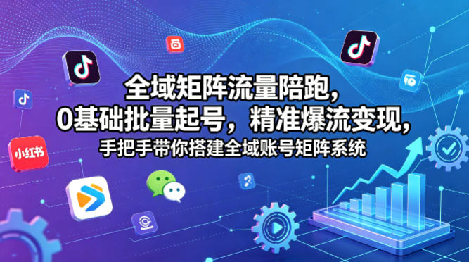 全域矩阵流量陪跑，0基础批量起号，精准爆流变现，手把手带你搭建全域账号矩阵系统力繁信息站-闲云创业网-老谢轻创网-中创网-福缘网-冒泡网-资源之家-魔方项目库力繁信息站