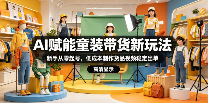 AI赋能童装带货新玩法,新手从零起号,低成本制作货品视频稳定出单力繁信息站-闲云创业网-老谢轻创网-中创网-福缘网-冒泡网-资源之家-魔方项目库力繁信息站