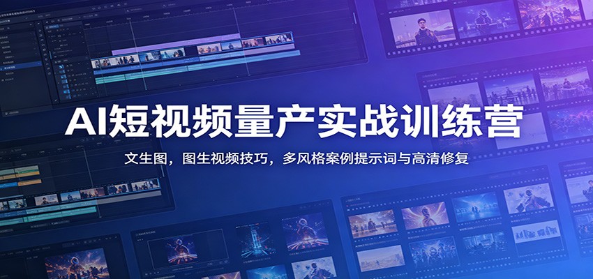 AI短视频量产实战训练营：文生图，图生视频技巧，多风格案例提示词与高清修复力繁信息站-闲云创业网-老谢轻创网-中创网-福缘网-冒泡网-资源之家-魔方项目库力繁信息站