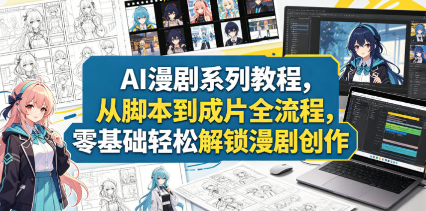 AI漫剧系列教程,从脚本到成片全流程,零基础轻松解锁漫剧创作力繁信息站-闲云创业网-老谢轻创网-中创网-福缘网-冒泡网-资源之家-魔方项目库力繁信息站