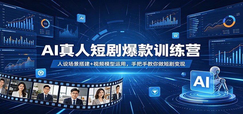 AI真人短剧爆款训练营：人设场景搭建+视频模型运用，手把手教你做短剧变现力繁信息站-闲云创业网-老谢轻创网-中创网-福缘网-冒泡网-资源之家-魔方项目库力繁信息站