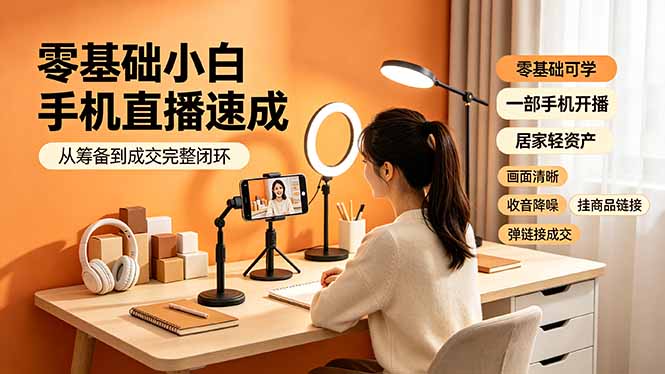 零基础小白手机直播速成,从筹备到成交完整闭环,适配苹果安卓系统,解决杂音卡顿留人难问题力繁信息站-闲云创业网-老谢轻创网-中创网-福缘网-冒泡网-资源之家-魔方项目库力繁信息站