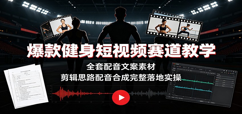 爆款健身短视频赛道教学：全套配音文案素材，剪辑思路配音合成完整落地实操力繁信息站-闲云创业网-老谢轻创网-中创网-福缘网-冒泡网-资源之家-魔方项目库力繁信息站